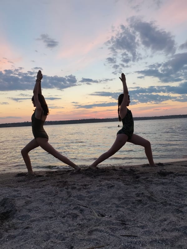 Sunset beach evening in Mykolaiv: swimming, yoga, and live saxophone