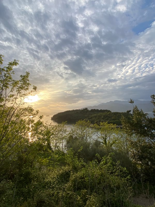Sunrise observed over Bay of Kotor from Tivat, Montenegro