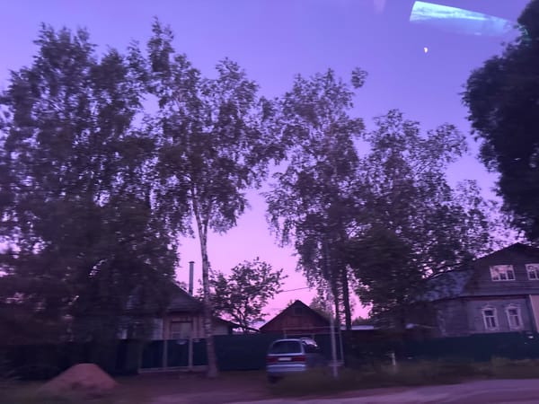 Twilight residential scene captured in Zaprudnya, Russia