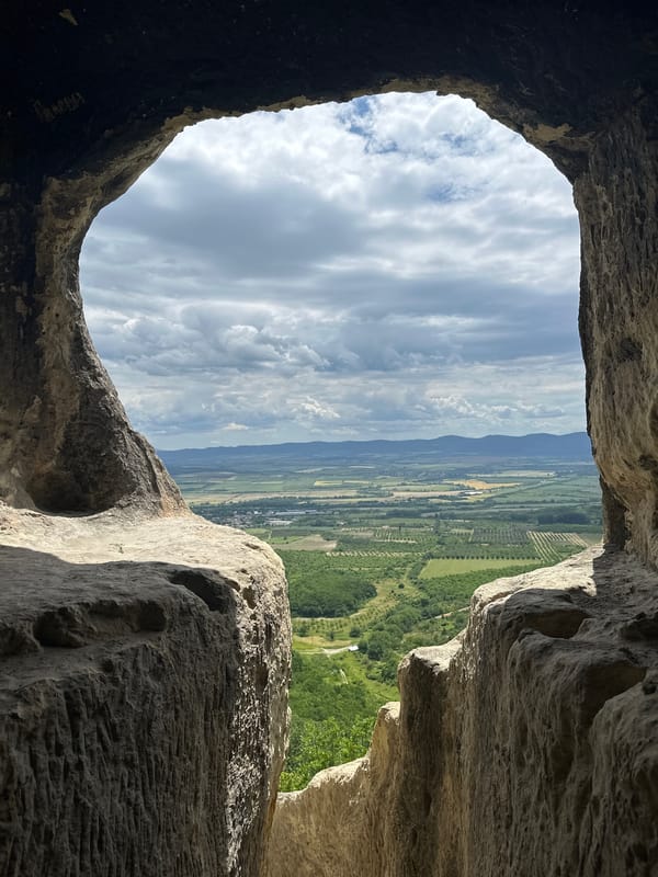Cave view captured showing Bulgarian countryside near Troitsa