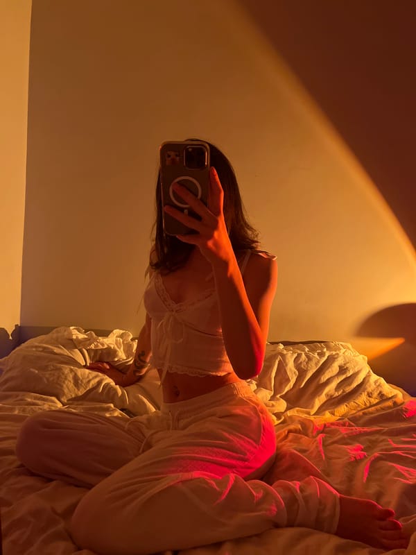Evening bedroom selfie session in Ternopil, Ukraine