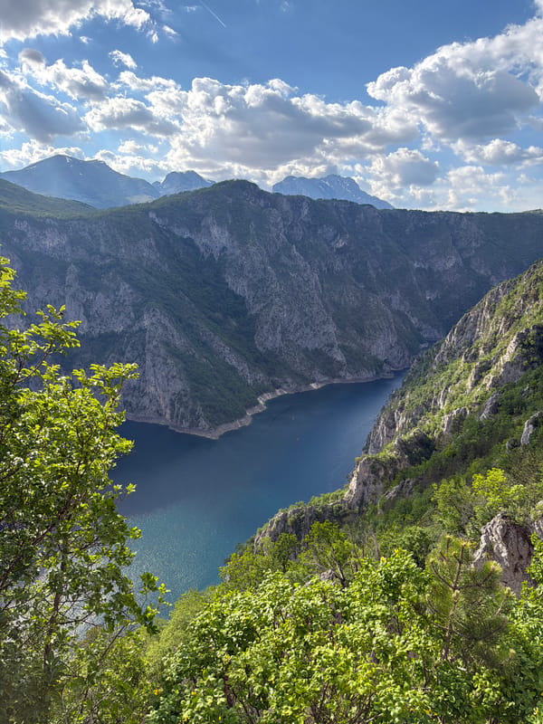 Scenic mountain water views documented near Plužine, Montenegro