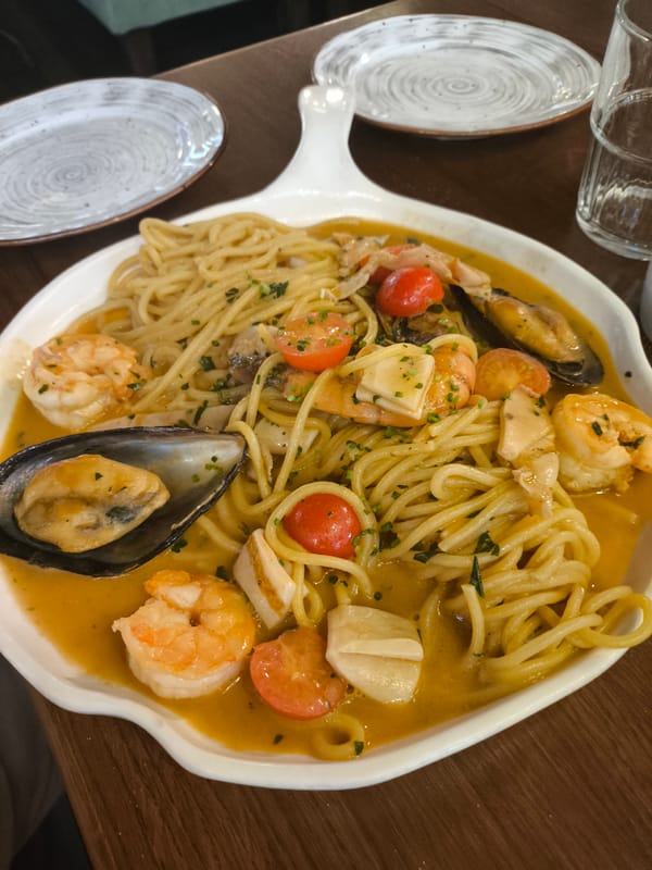 Lunch spread at a Saint Petersburg restaurant, summer 2026