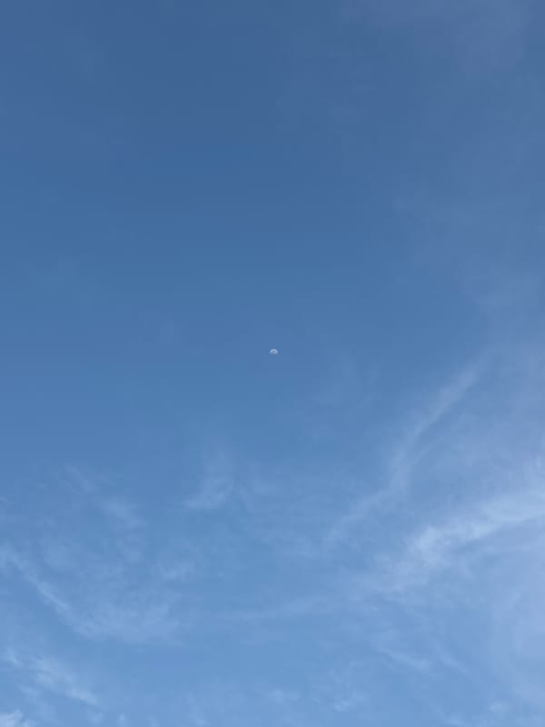 Crescent moon visible in daytime sky over Boca del Río