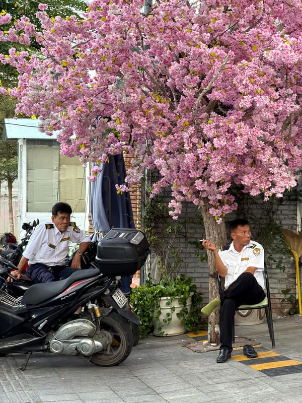 Security guards take break in Nha Trang Ward