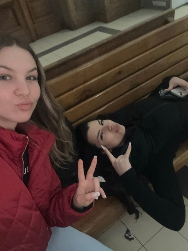 Two women photographed at Burgas train station early morning