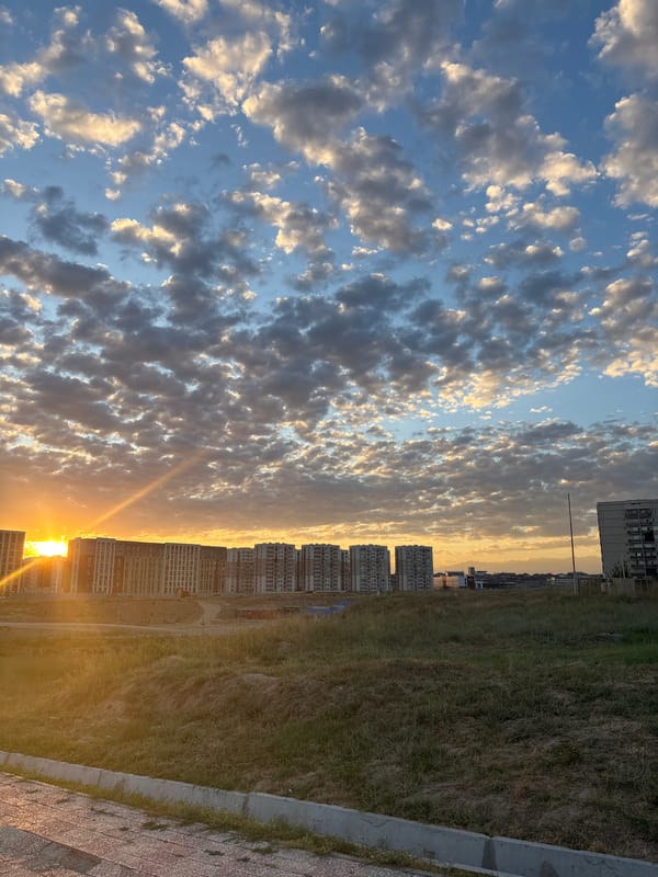 Sunset over Shymkent's growing apartment district