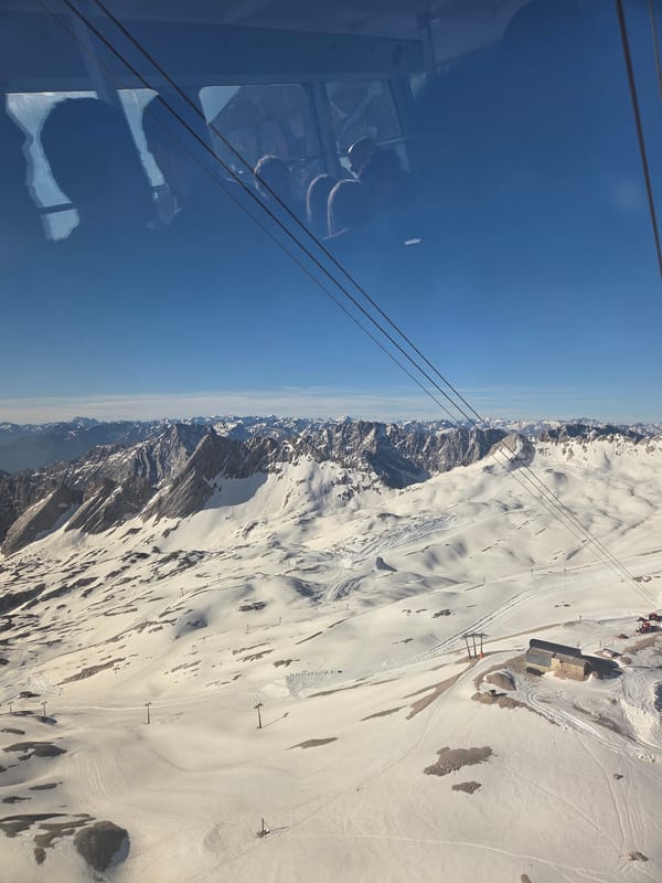 Cable car passenger photographs Alpine views in Garmisch-Partenkirchen