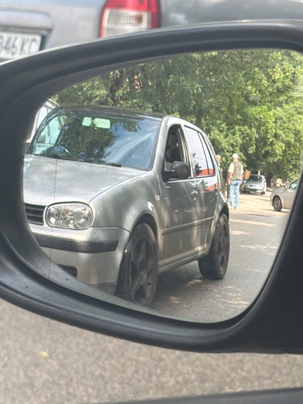 Morning car journey documented through interior and street views
