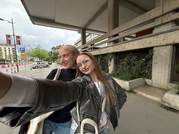 Two women take selfie in Belgrade