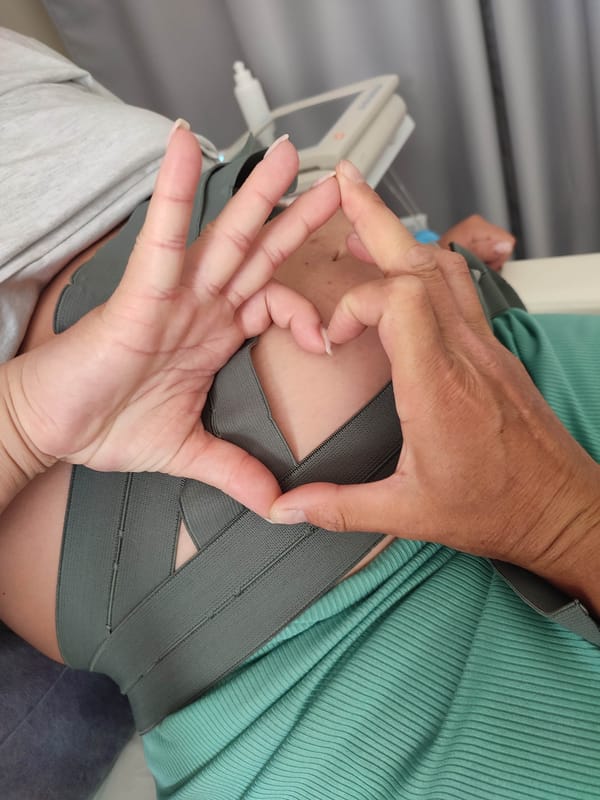 Fetal monitoring session with a small sweet moment