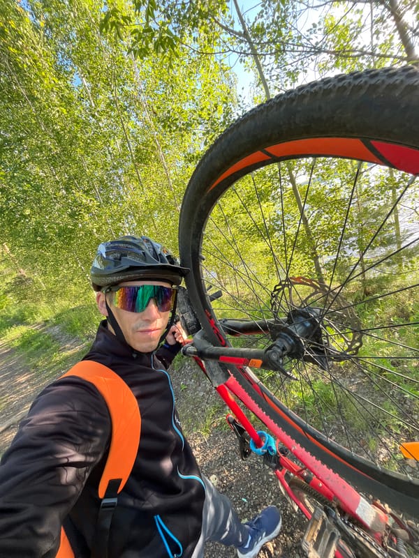 Early morning cyclist spotted along Kama River in Chaikovsky