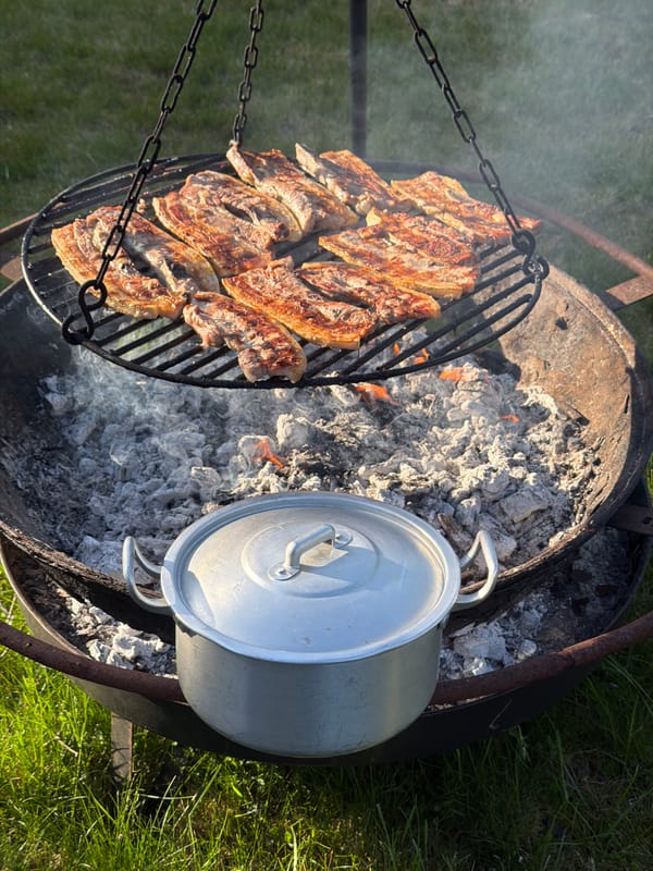 Family barbecue gathering documented in Junglinster, Luxembourg
