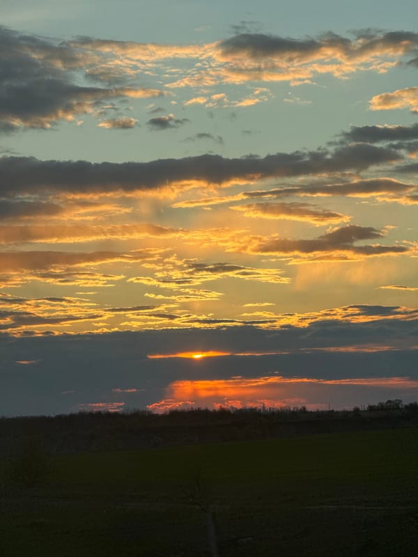 Dramatic sunset captured over rural Millerovo, Russia countryside