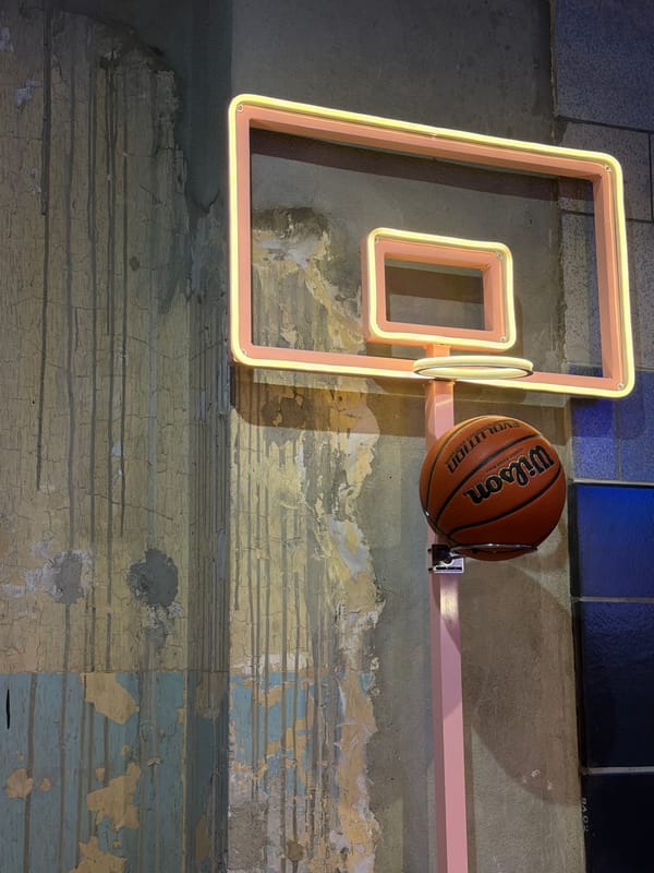 Basketball spotted on pink wall mount in London