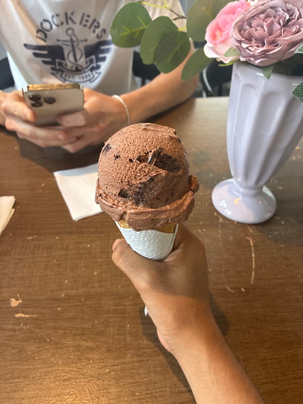 Person enjoys chocolate ice cream in Minatitlán