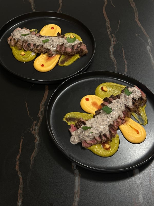 Upscale dinner for two documented in Sofia restaurant