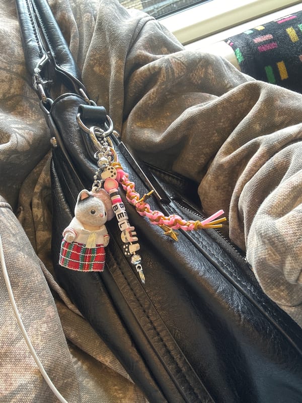 Black leather bag spotted on London public transport seat