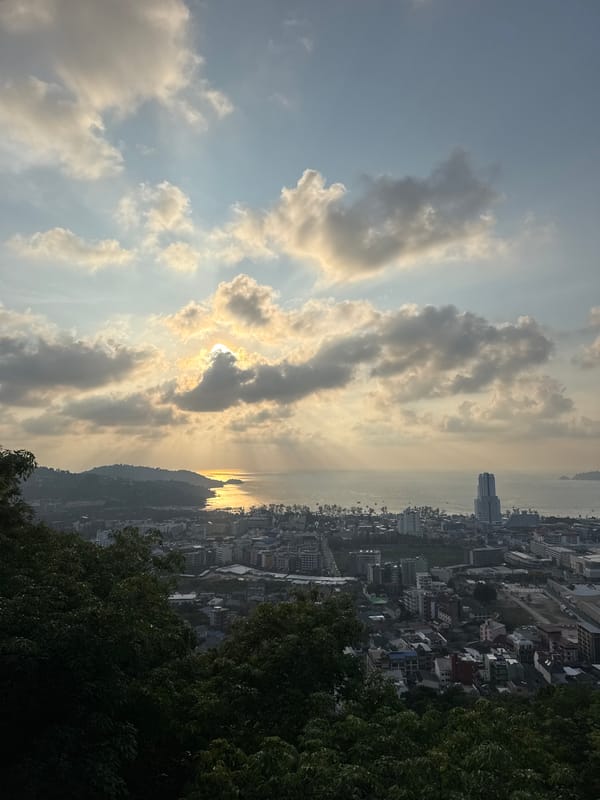 Dramatic aerial view captured over Patong, Thailand coastline