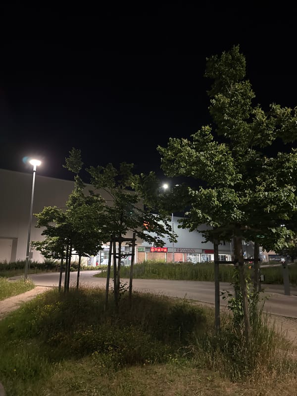 Nighttime street scene documented in Wrocław, Poland
