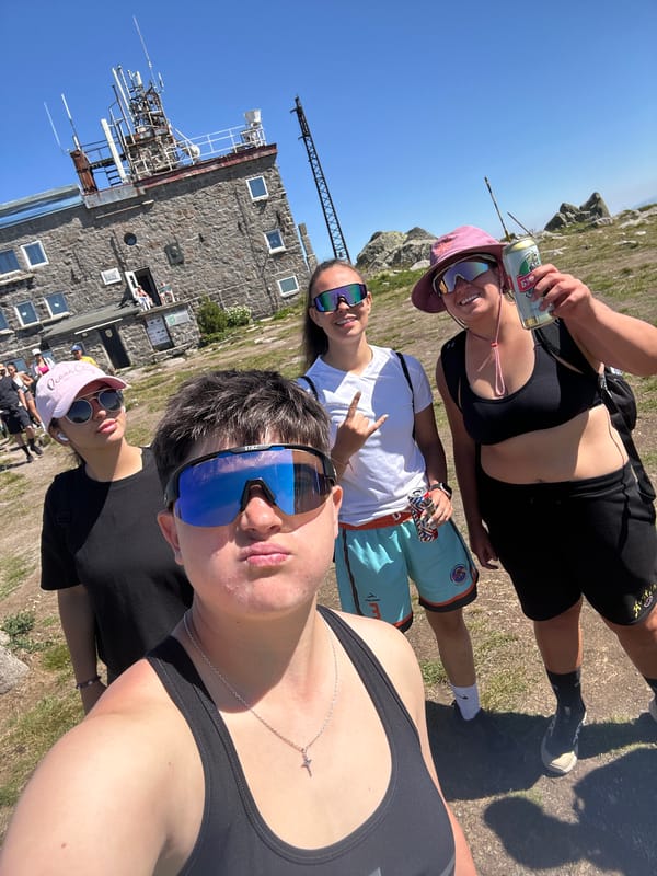 Selfie stop at a hilltop antenna facility in Bistritsa