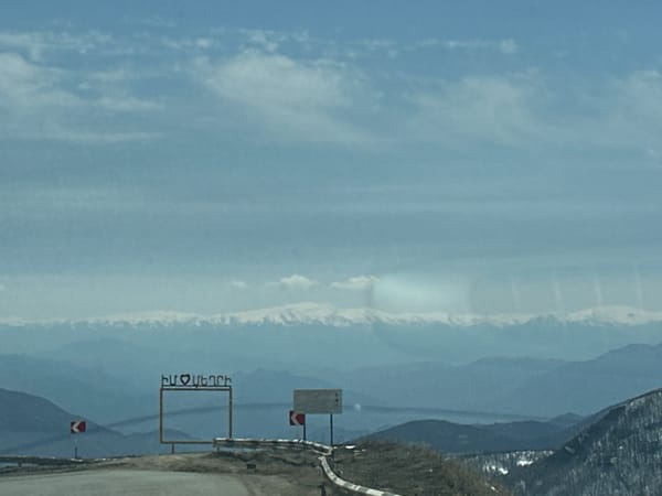 Mountain landscape observed in Kajaran, Armenia under cloudy skies