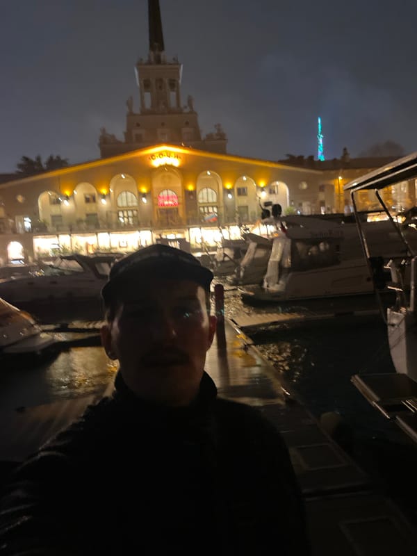 Evening visit to illuminated Sochi Marine Terminal includes dinner