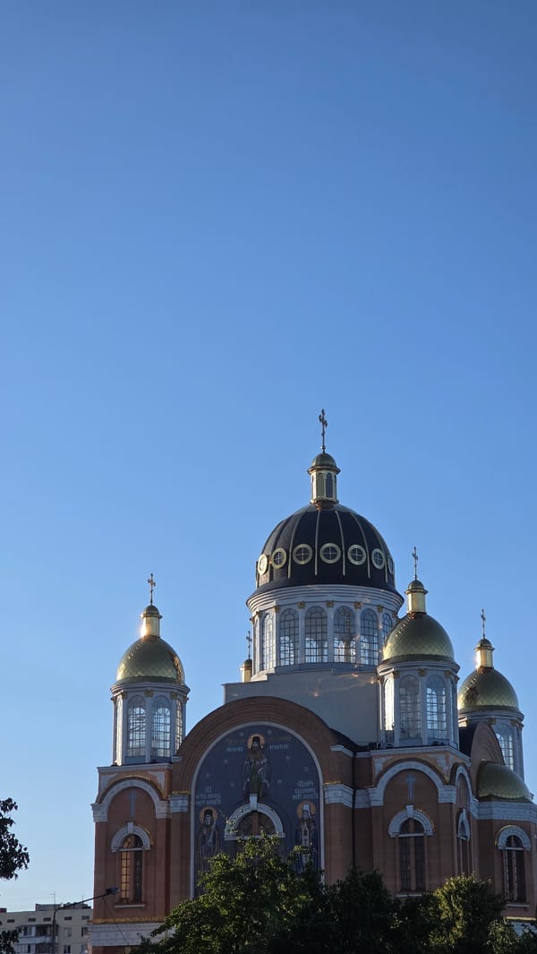 Golden domes and a crow: a Kyiv afternoon in two shots