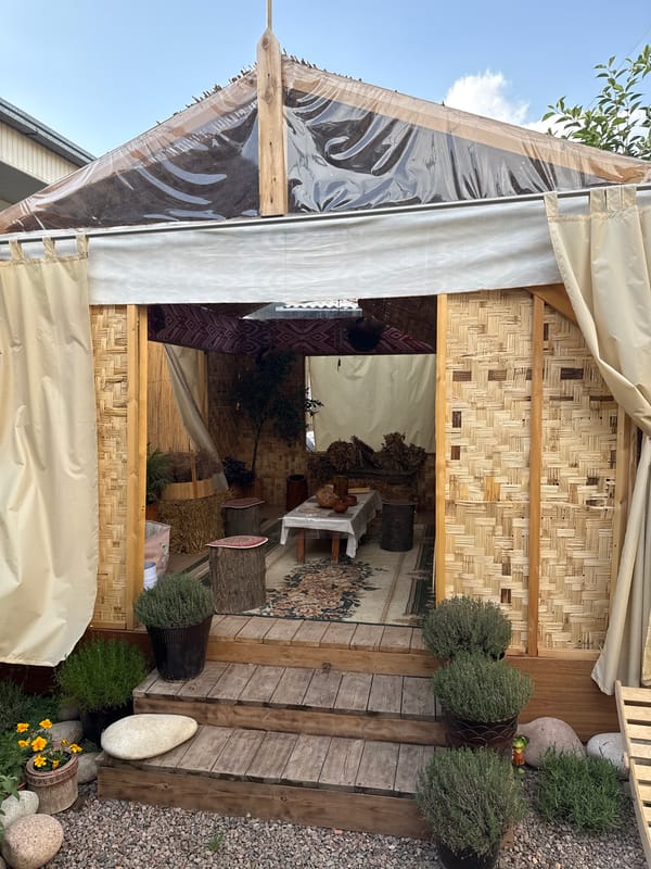 Sukkot Festival Setup Documented in Tashkent Outdoor Space
