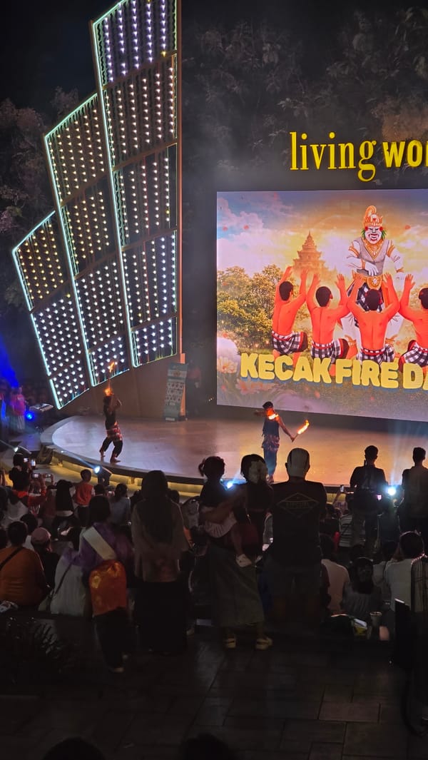 Traditional Kecak Fire Dance performed outdoors in Denpasar