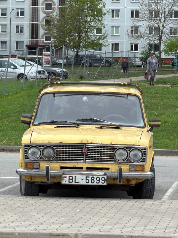 Yellow Lada spotted parked in Riga, Latvia