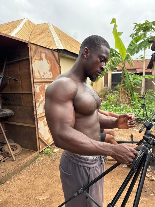 Men work out at outdoor gym in Akwanga, Nigeria