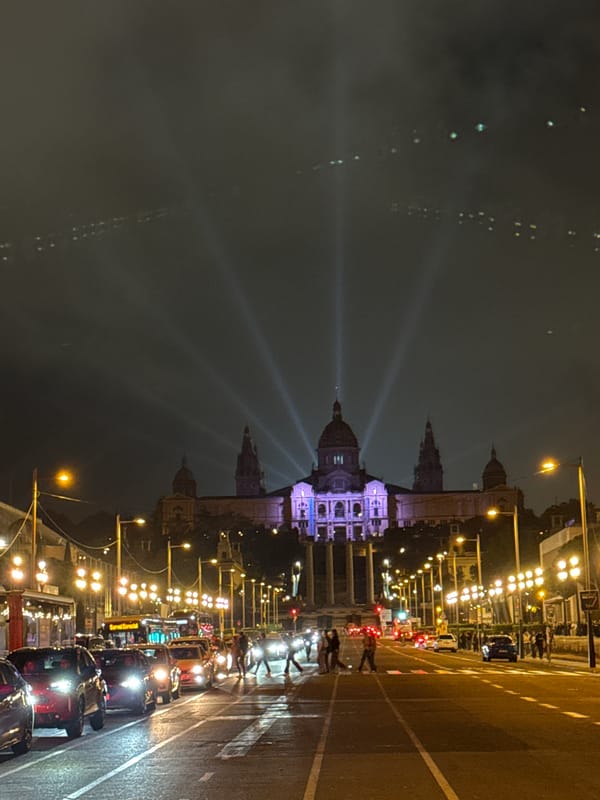 Barcelona's Montjuïc Palace and Magic Fountain illuminate in nighttime display