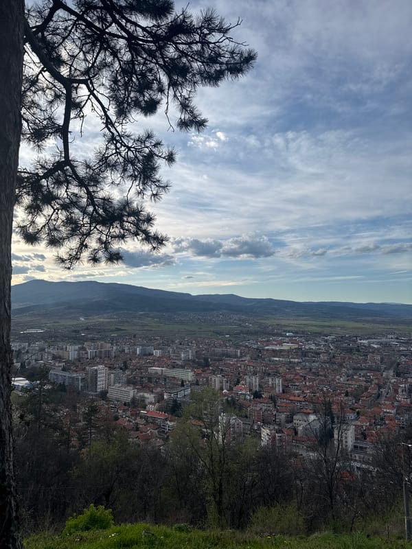 Panoramic city views captured from Hisarlaka Park, Kyustendil