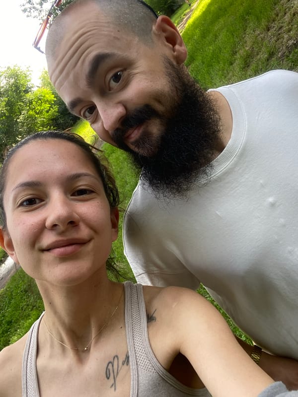 Couple takes selfie under tree canopy in Plovdiv park