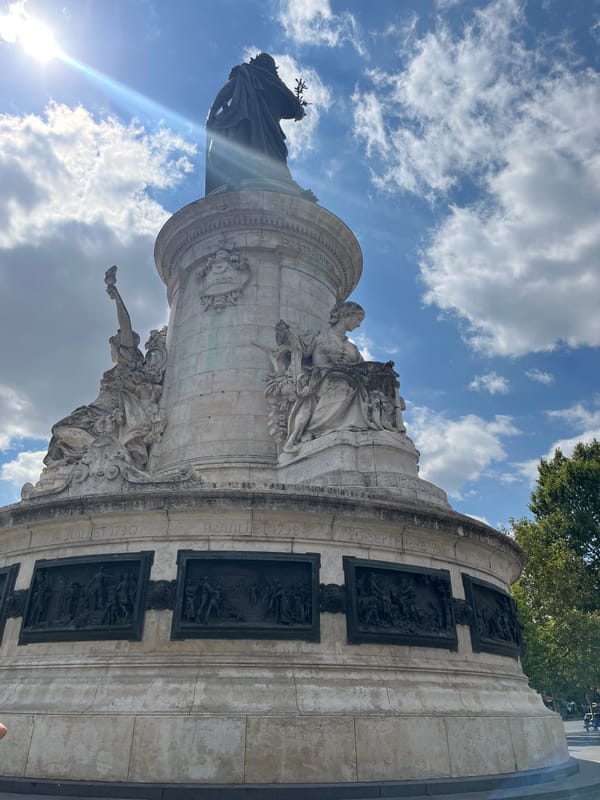 Marianne statue crowns the Monument to the Republic in Paris