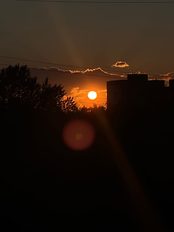 Golden hour sunset over Saint Petersburg's urban skyline