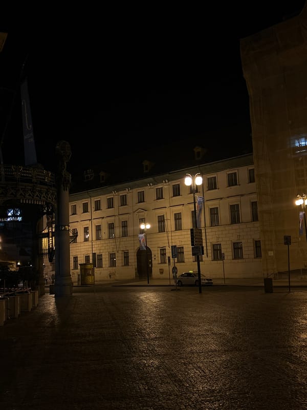 Nighttime stroll documented through historic Prague city center