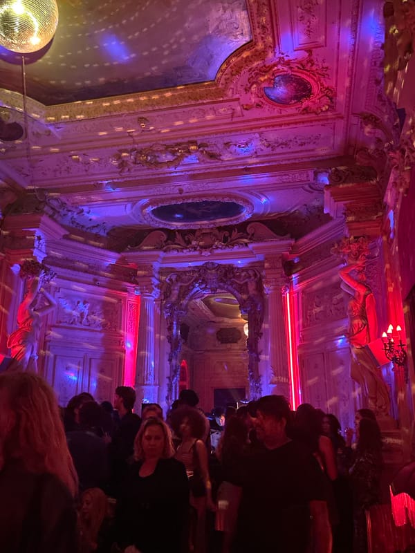 Late night gathering at ornate Paris nightclub venue