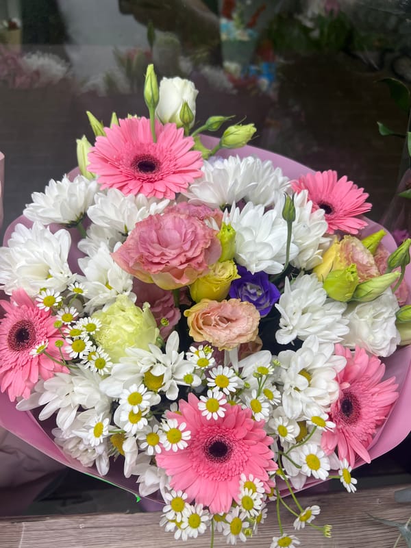 Inside a Chișinău flower shop, bouquets on full display