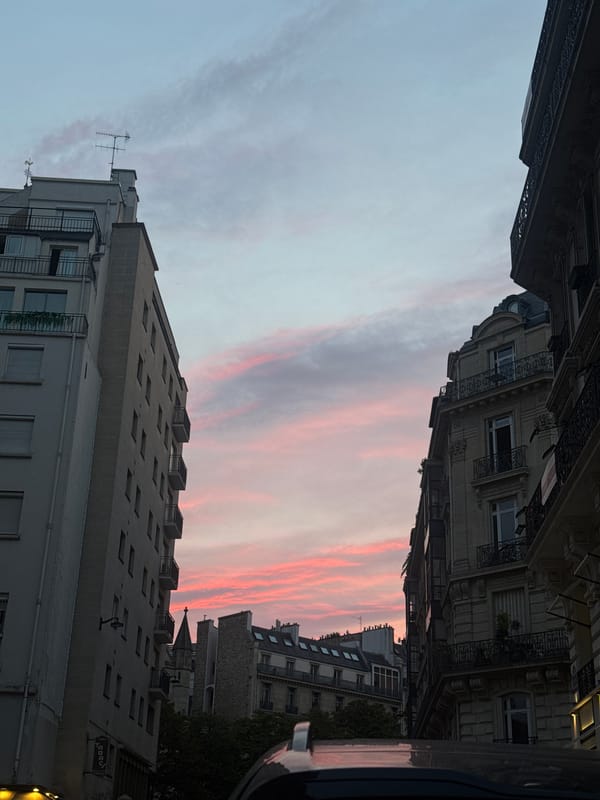 Paris evening: streets, a dinner table, and a vintage toy shop