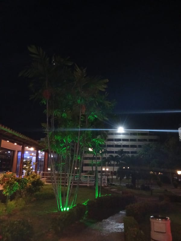 Nighttime resort scenes captured at Playa El Agua, Venezuela