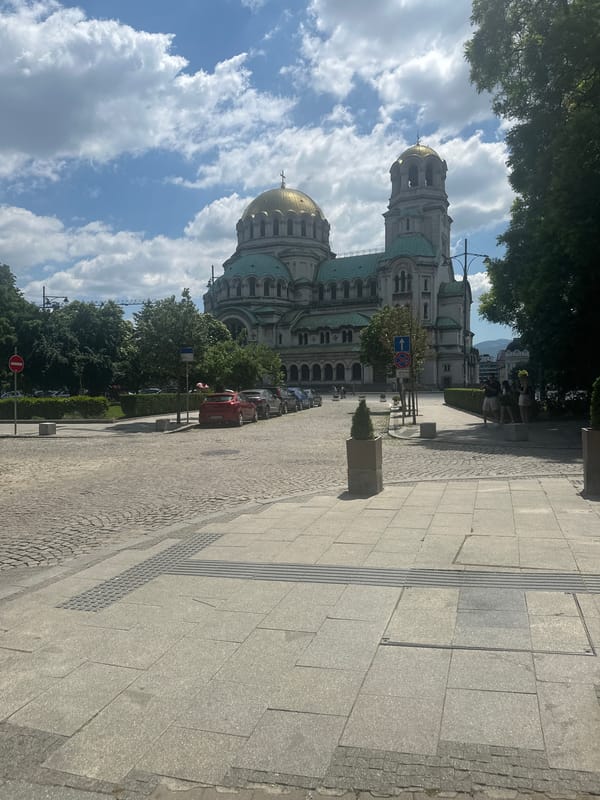 Sofia morning: Cathedral, laboratory, meeting room documented by witness