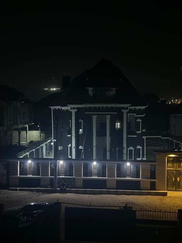 Nighttime building documented in Abuja, Nigeria