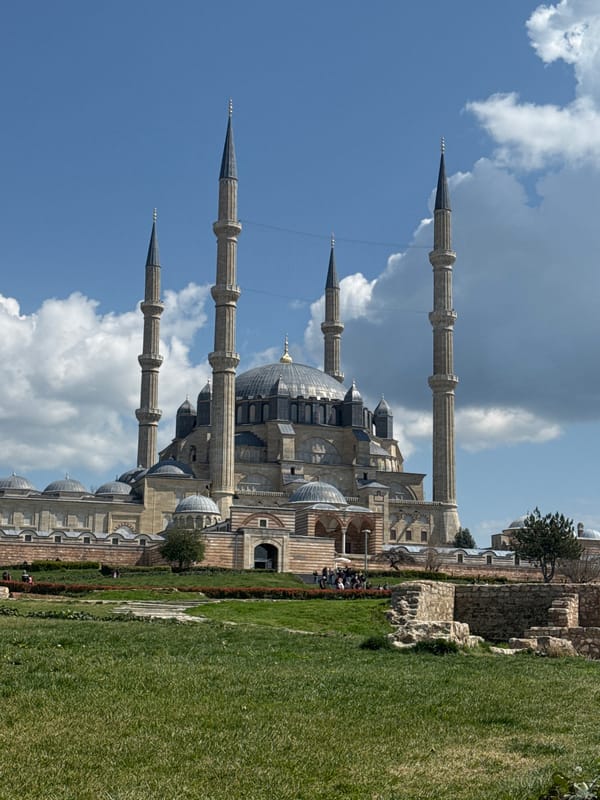 Selimiye Mosque captured under blue skies in Edirne