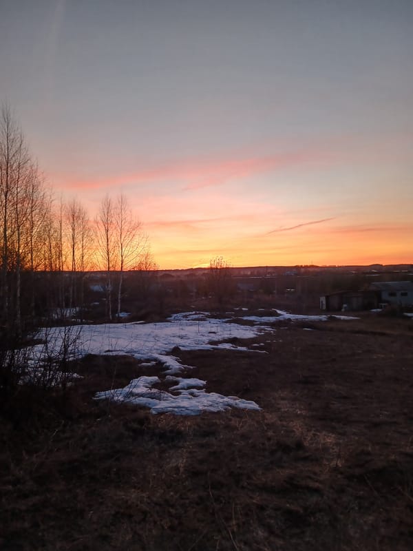 Rural sunset documented in Bolshaya Sosnova, Russia