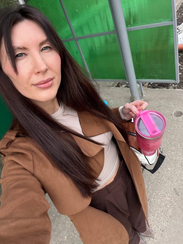 Woman takes selfies around Perm, Russia Friday morning