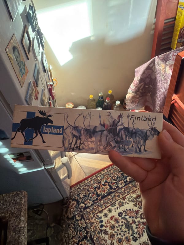 Travel souvenir collection and household items documented in home setting
