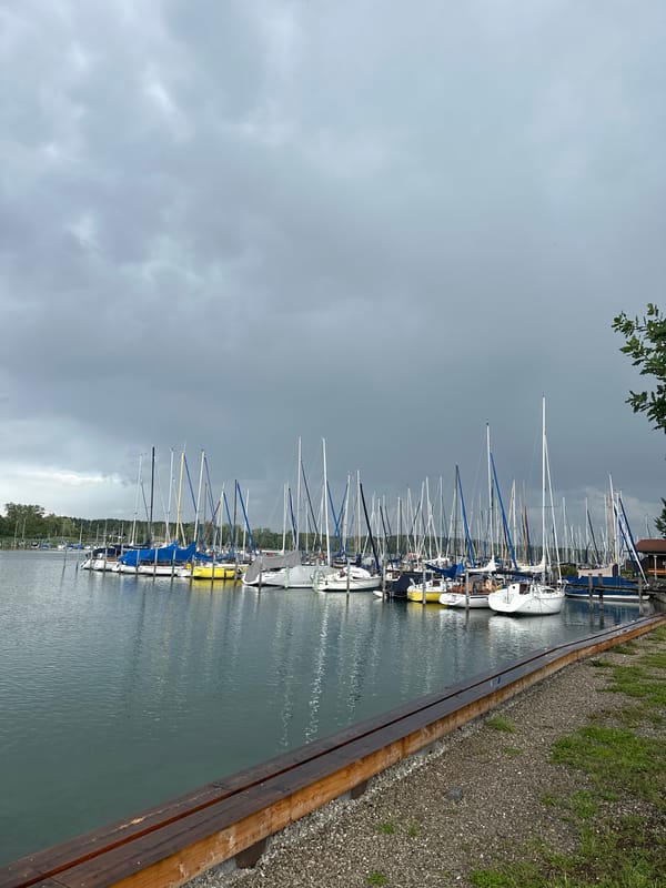 Rainy afternoon at a Bavarian lakeside town