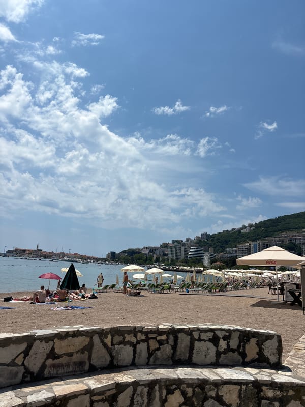 Summer morning life captured across Budva, Montenegro beaches